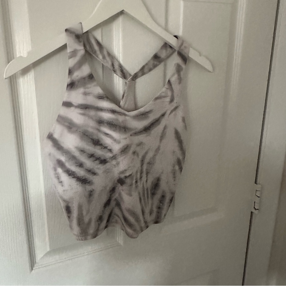 Gray and White Sports Bra